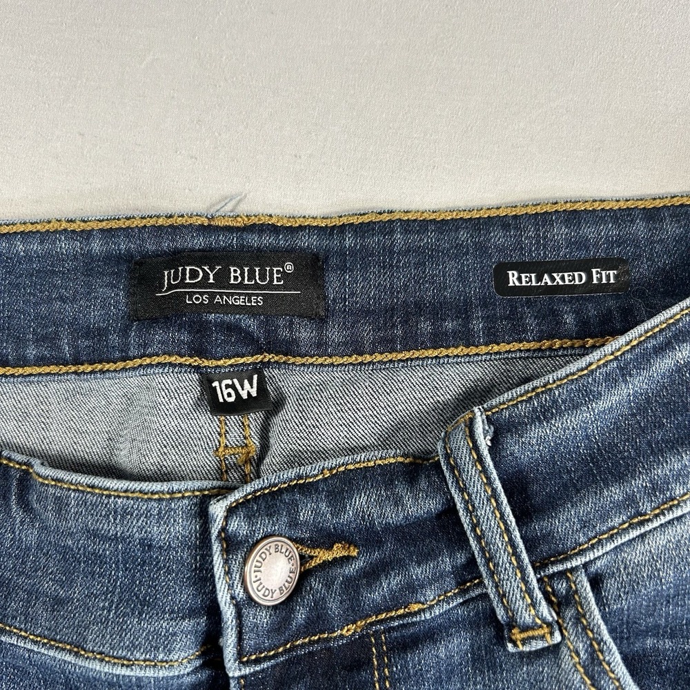 Judy Blue Relaxed Fit Jeans Womens Plus Size 16W Distressed Stretch Denim - Picture 3 of 9